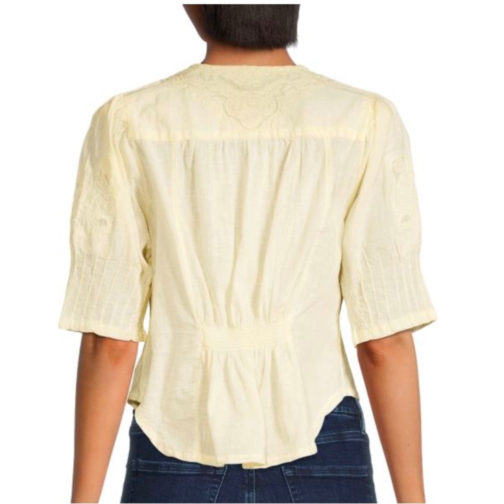 NWT Free People Laurie Embroidered Blouse In Bones Medium - Picture 2 of 7